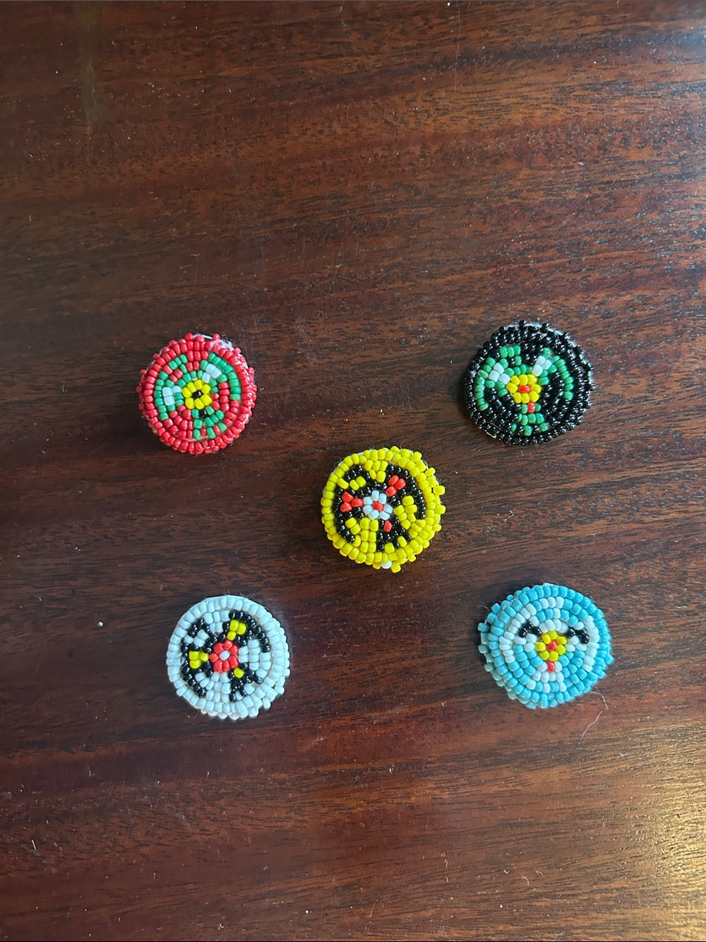 Vintage Handmade Southwestern Seed Beaded Button Covers